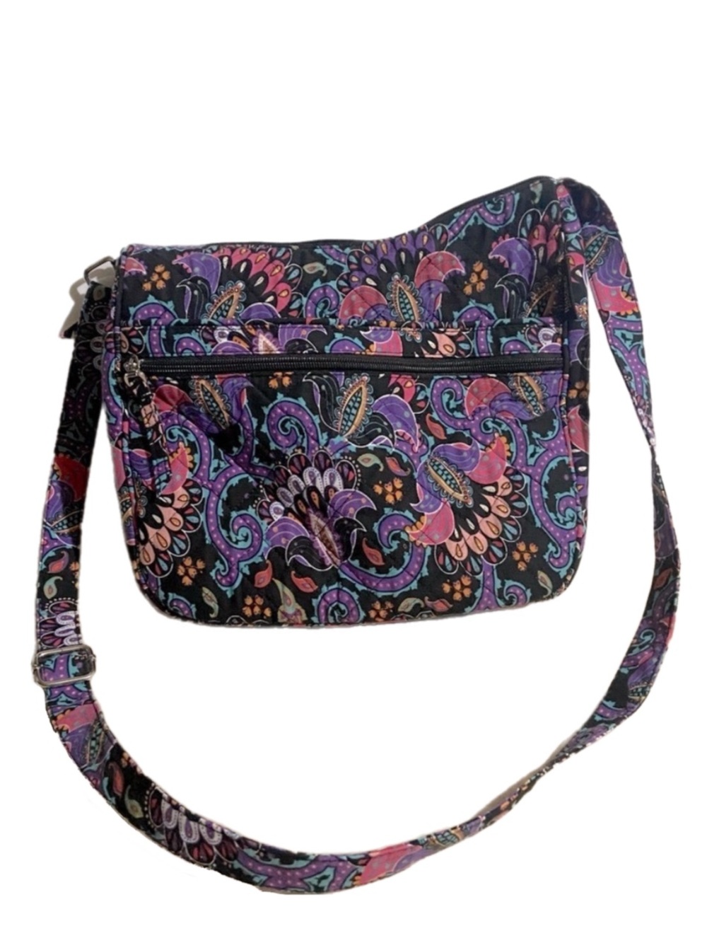 Waverly Inspirations Soft Crossbody Floral Paisley Bag Purse Purple Pink 11X11